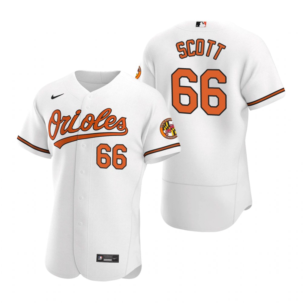 Men's Baltimore Orioles #66 Tanner Scott Nike Home White Flexbase Jersey Men's Baltimore Orioles #66 Tanner Scott Nike Home White Flexbase Jersey
