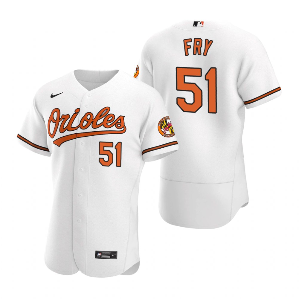 Men's Baltimore Orioles #51 Paul Fry Nike Home White Flexbase Jersey