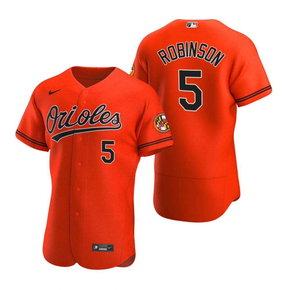 Men's Baltimore Orioles Retired Player #5 Brooks Robinson Nike Orange Alternate Flexbase Jersey