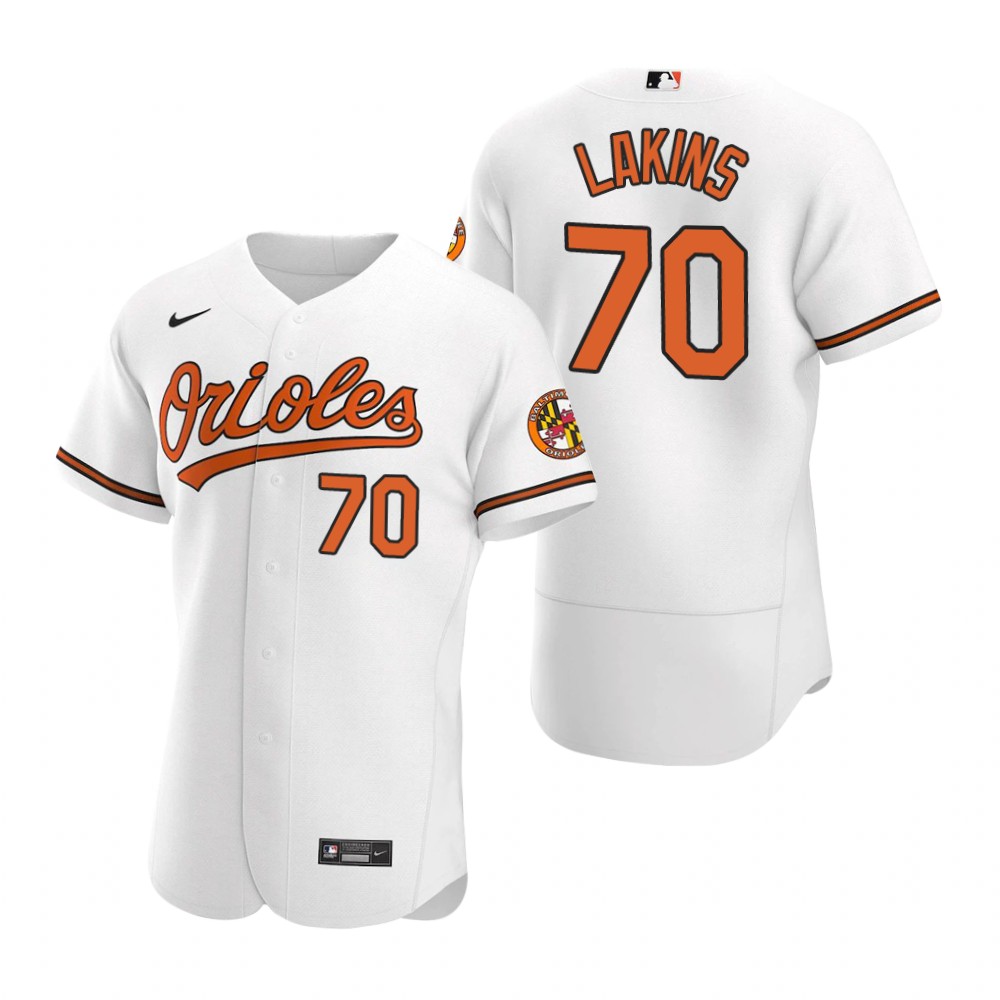 Men's Baltimore Orioles #70 Travis Lakins Nike Home White Flexbase Jersey