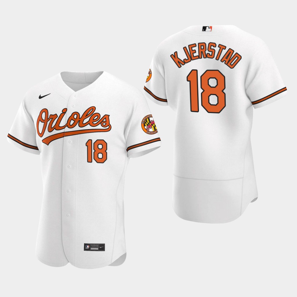 Men's Baltimore Orioles #18 Heston Kjerstad Nike Home White Flexbase Jersey