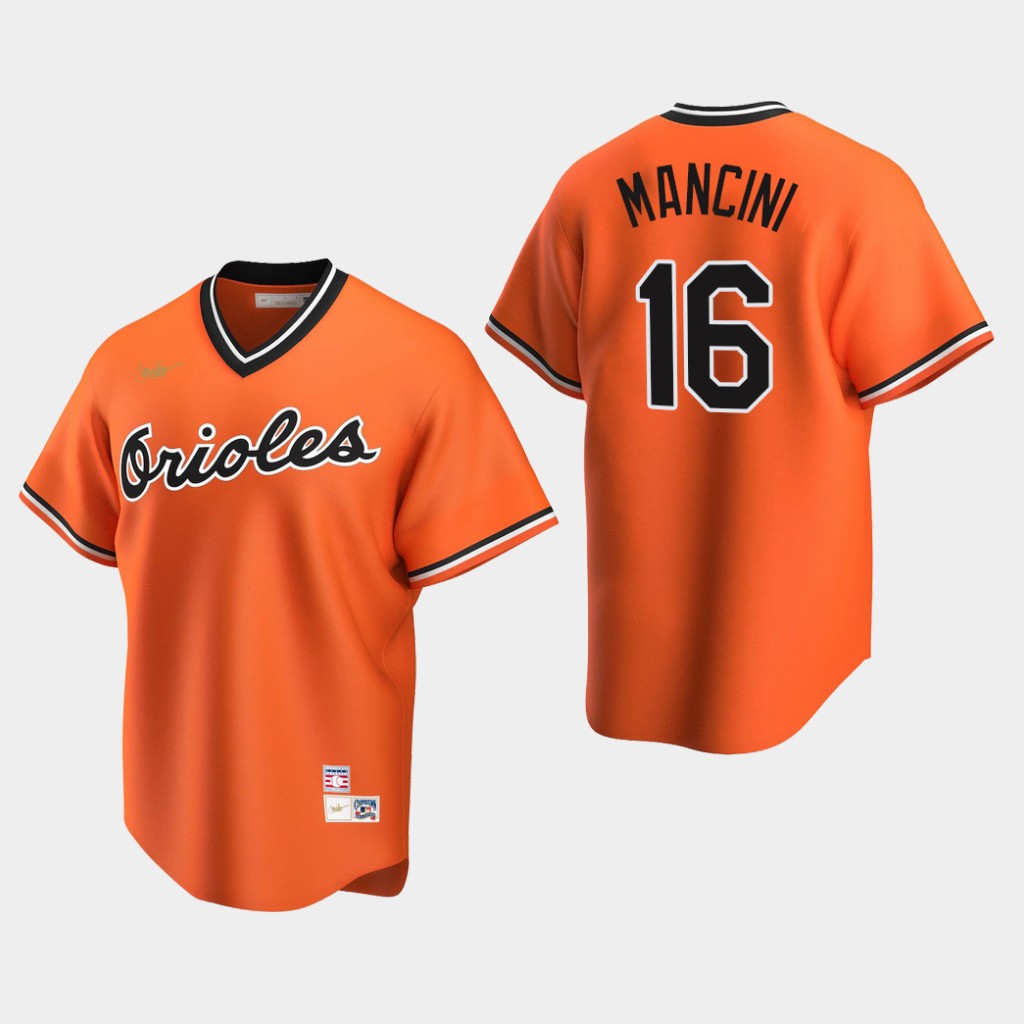 Men's Baltimore Orioles #16 Trey Mancini Orange Pullover Nike Cooperstown Collection Jersey