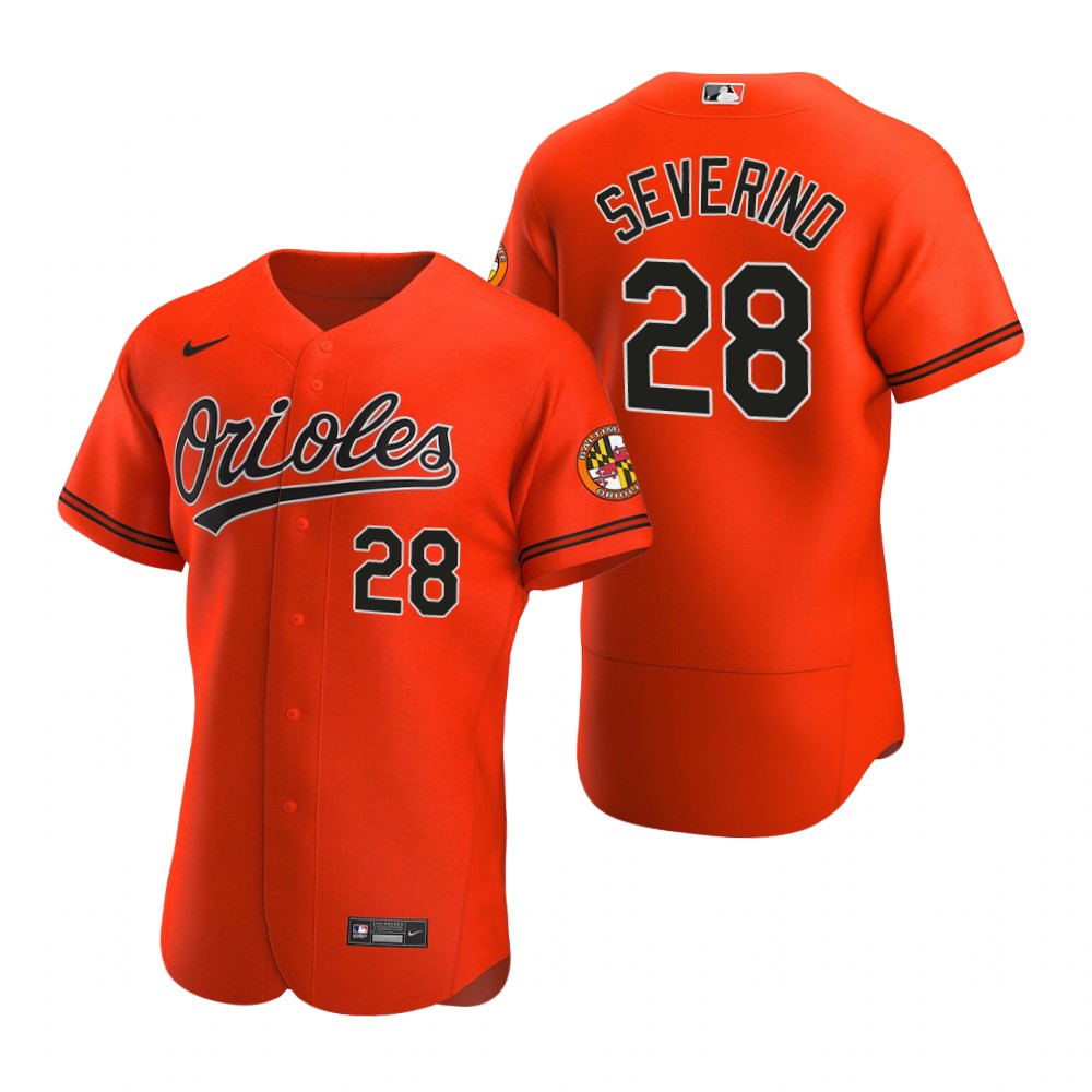 Men's Baltimore Orioles #28 Pedro Severino Nike Orange Alternate Flexbase Jersey