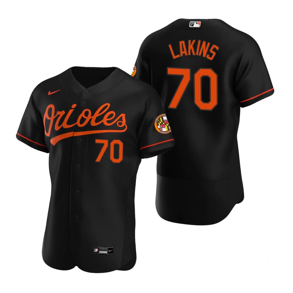 Men's Baltimore Orioles #70 Travis Lakins Nike Black Alternate Flexbase Jersey