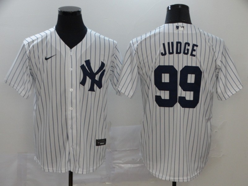 Youth New York Yankees #99 Aaron Judg Nike White Navy Jersey