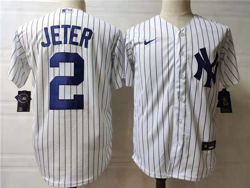 Youth York Yankees #2 Derek Jeter Nike White With Name Jersey
