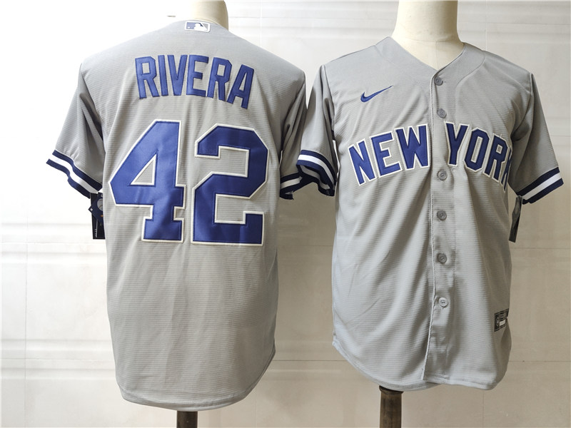 Youth New York Yankees #42 Mariano Rivera Nike Road Grey Jersey -with Name on back