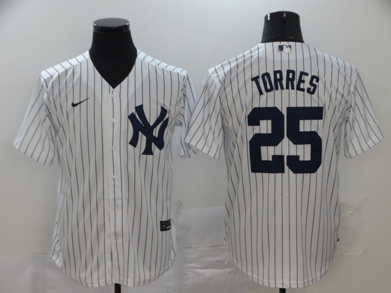 Youth New York Yankees #25 Gleyber Torre Nike White Navy Jersey