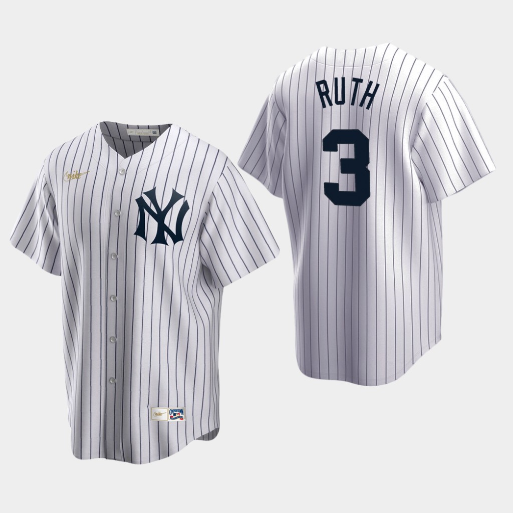 Youth New York Yankees #3 Babe Ruth White Nike Cooperstown Collection Home Jersey