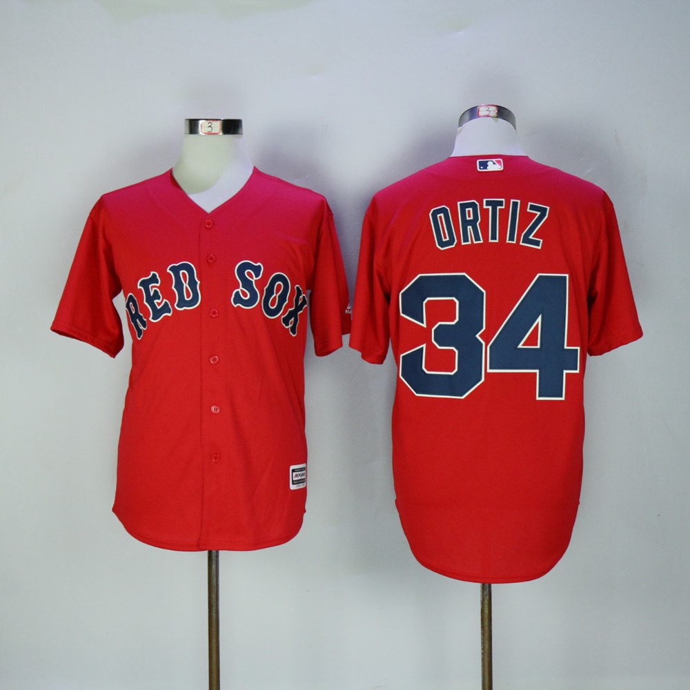 Youth Boston Red Sox Retired Player #34 David Ortiz Majestic Red with name Jersey