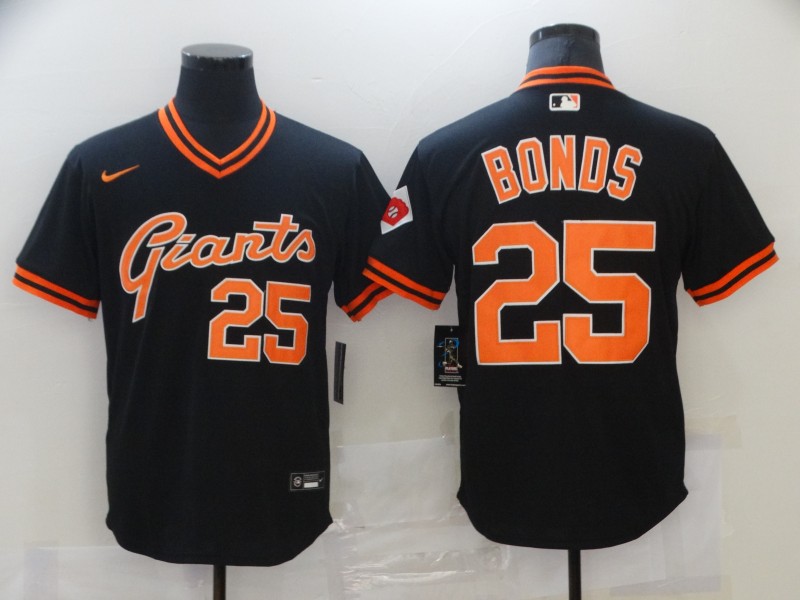 Men's San Francisco Giants Retired Players #25 Barry Bonds Nike Black Pullover Cooperstown Collection Jersey
