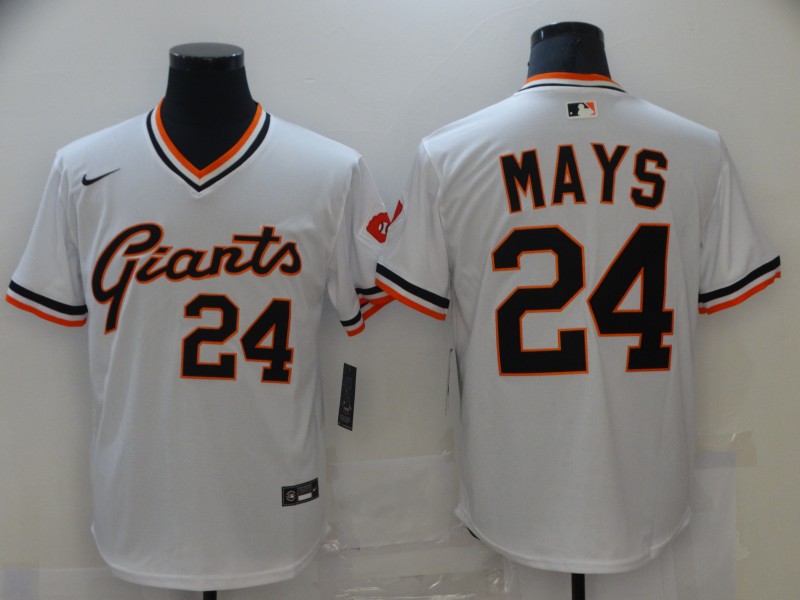 Men's San Francisco Giants Retired Players #24 Willie Mays Nike White Pullover Cooperstown Collection Jersey