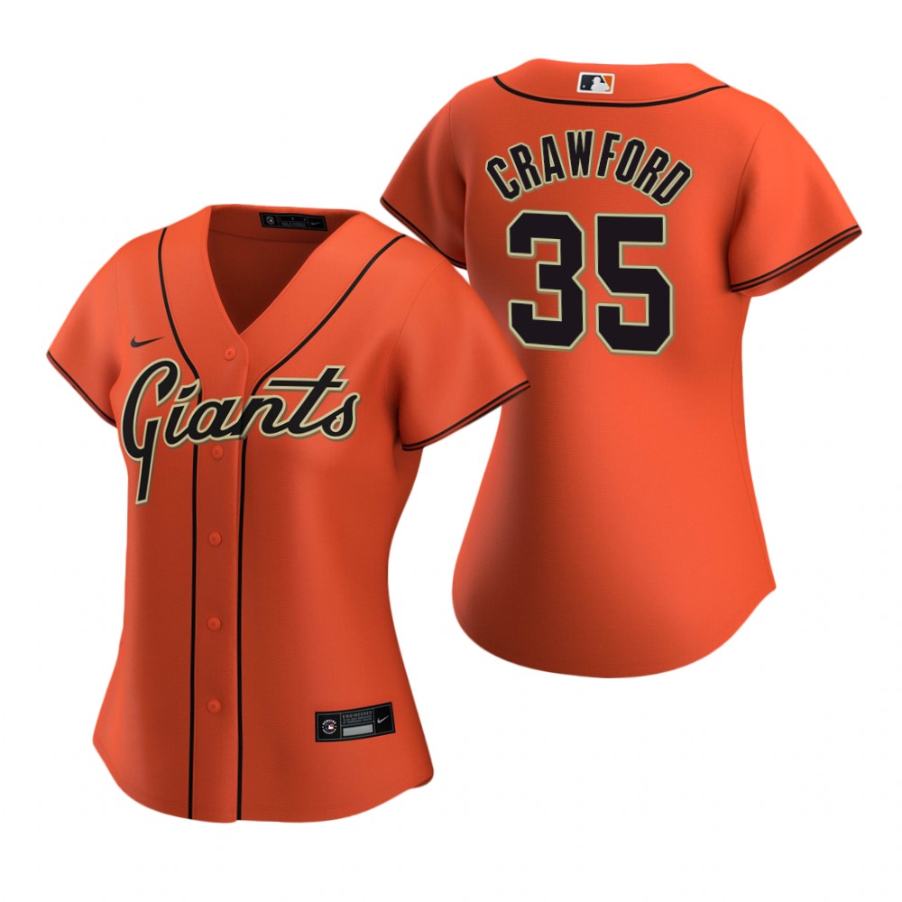Women's San Francisco Giants #35 Brandon Crawford Nike Orange Alternate Jersey Women's San Francisco Giants #35 Brandon Crawford Nike Orange Alternate Jersey