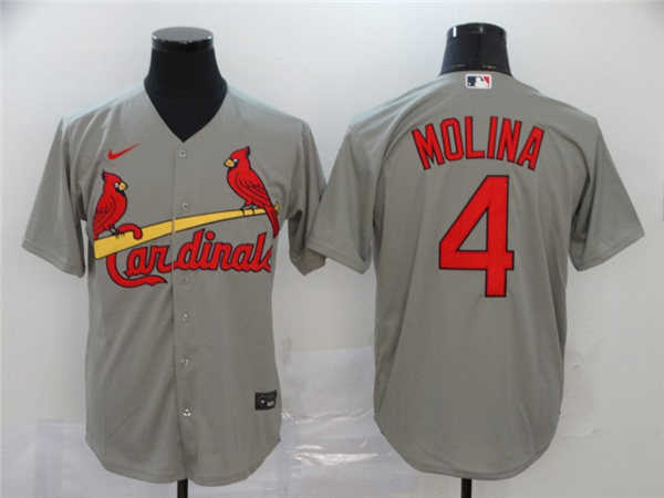 Women's St. Louis Cardinals #4 Yadier Molina Nike Grey Jersey