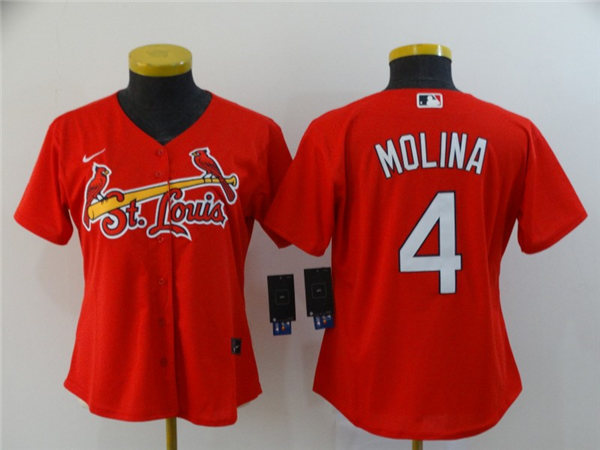 Women's St. Louis Cardinals #4 Yadier Molina Nike Red Jersey