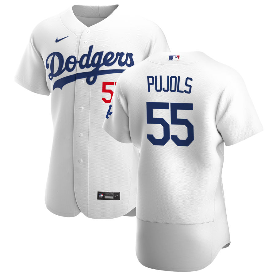 Men's Los Angeles Dodgers #55 Albert Pujols Nike White Home Flex Base Jersey