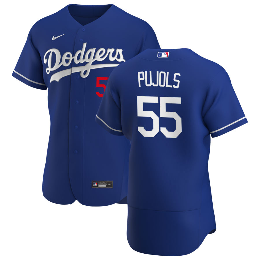 Men's Los Angeles Dodgers #55 Albert Pujols Nike Royal Alternate Flex Base Jersey