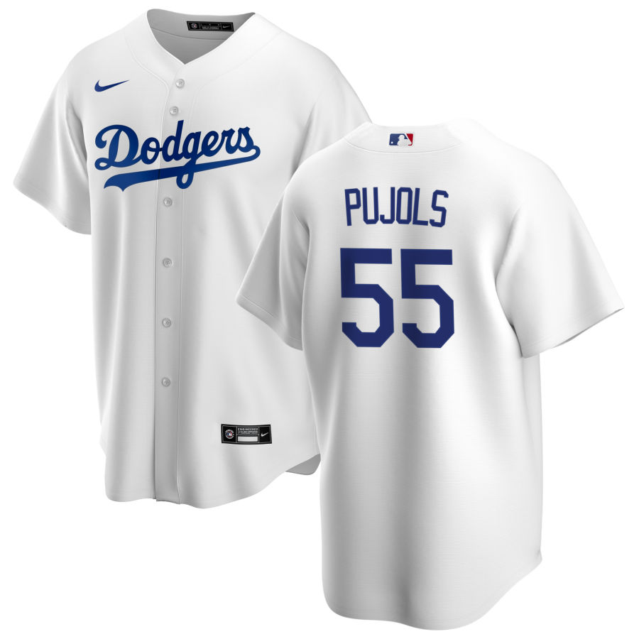 Men's Los Angeles Dodgers #55 Albert Pujols Nike White Home Cool base Baseball Jersey