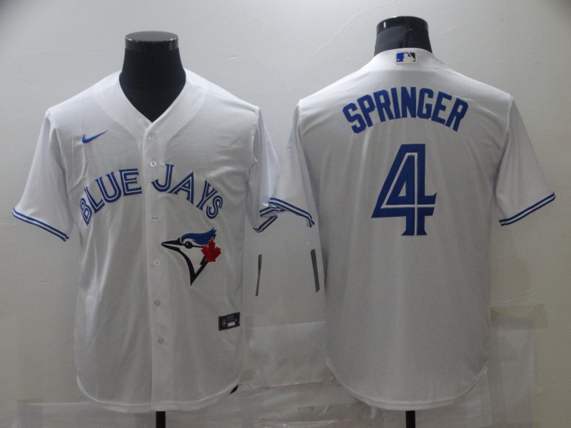 Men's Toronto Blue Jays #4 George Springer Nike White Home Cool Base Jersey