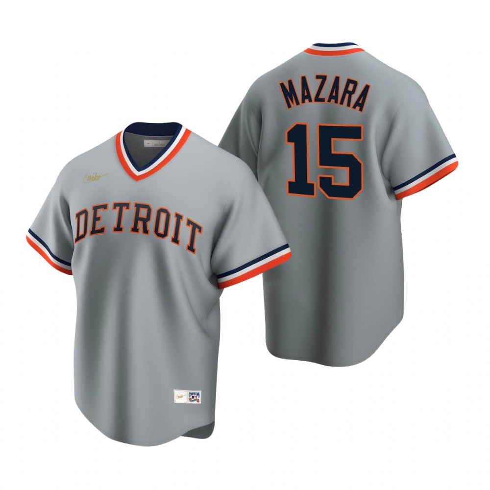 Men's Detroit Tigers #15 Nomar Mazara Nike Gray Cooperstown Collection Jersey