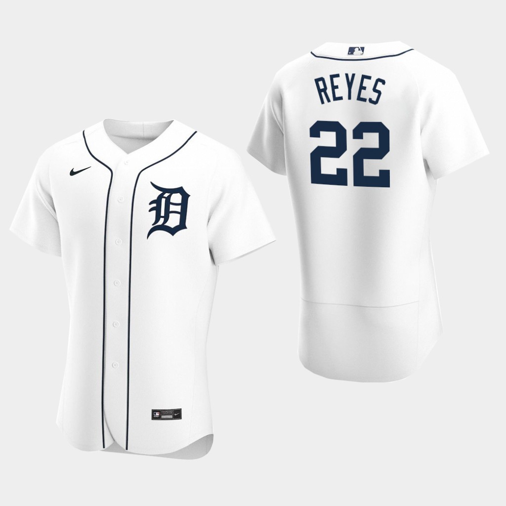 Men's Detroit Tigers #22 Victor Reyes Nike Home White Flex base Jersey