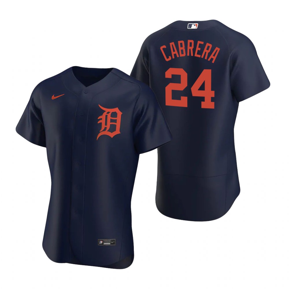 Men's Detroit Tigers #24 Miguel Cabrera Nike Navy Orange Flex base Jersey