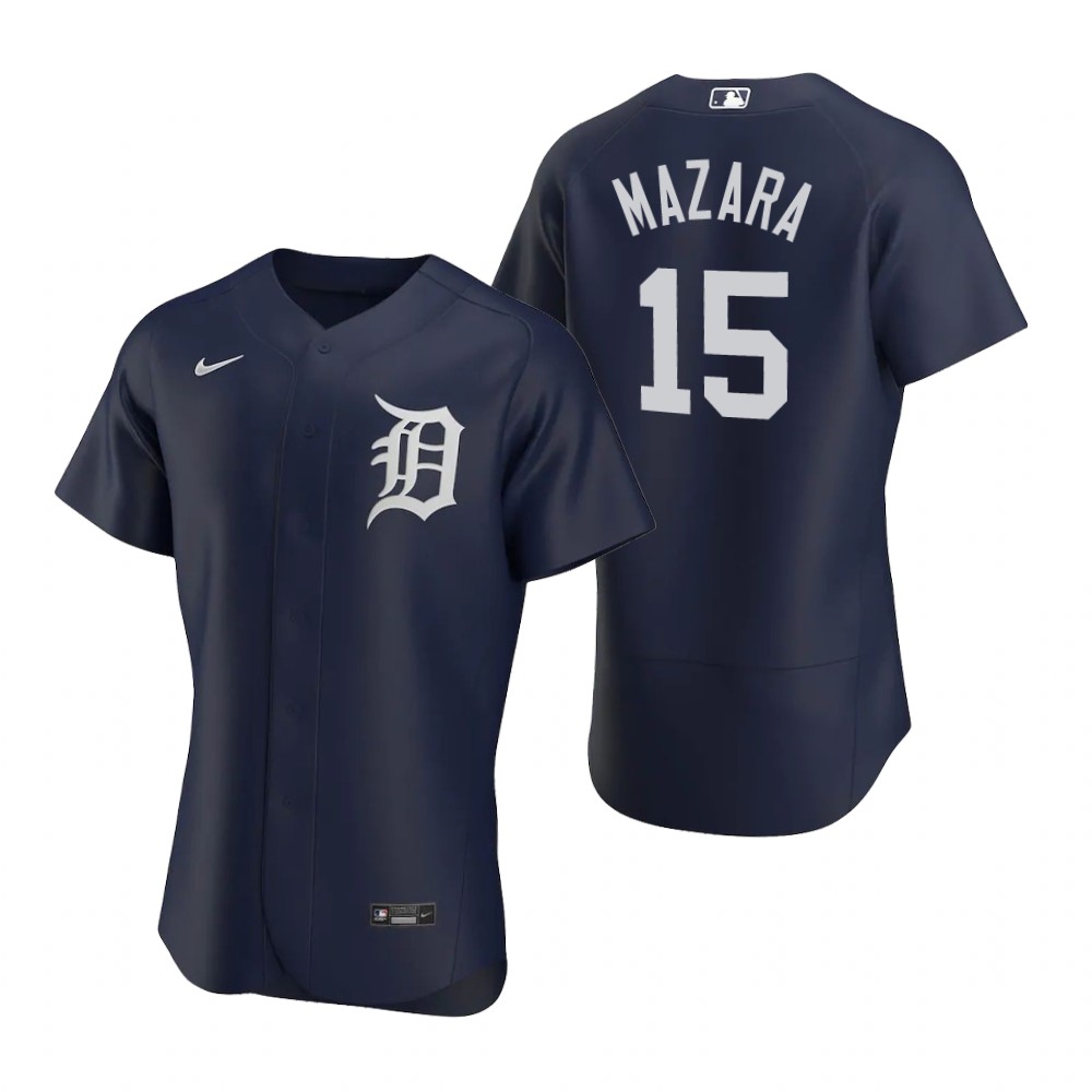 Men's Detroit Tigers #15 Nomar Mazara Nike Navy Alternate White Team Logo Flex base Jersey Men's Detroit Tigers #15 Nomar Mazara Nike Navy Alternate White Team Logo Flex base Jersey