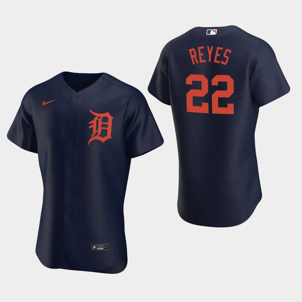 Men's Detroit Tigers #22 Victor Reyes Nike Navy Orange Flex base Jersey