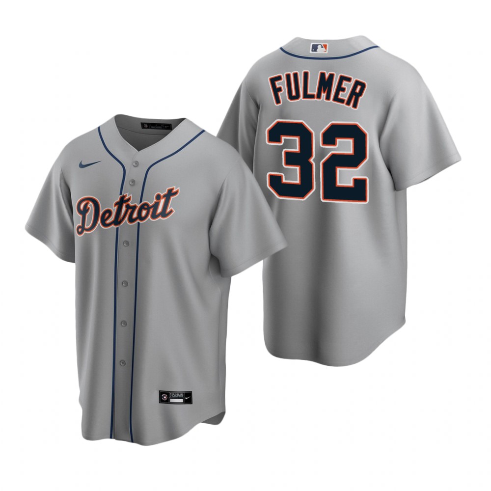 Men's Detroit Tigers #32 Michael Fulmer Nike Grey Road Cool BaseJersey