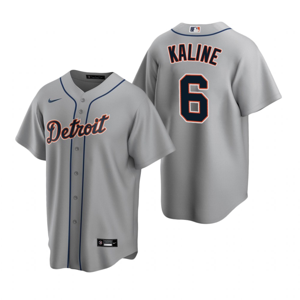 Men's Detroit Tigers Retired Player #6 Al Kaline Nike Grey Road Cool Base Jersey