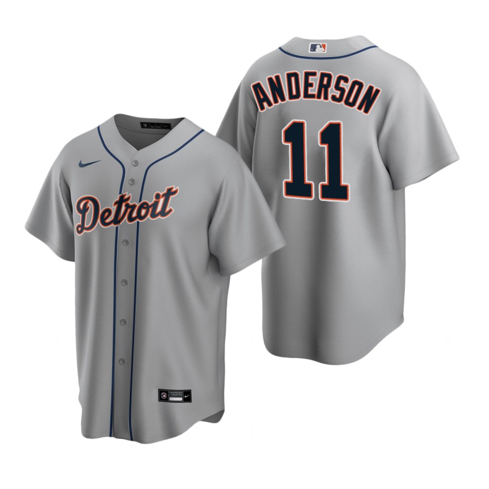 Men's Detroit Tigers Retired Player #11 Sparky Anderson Nike Grey Road Cool Base Jersey