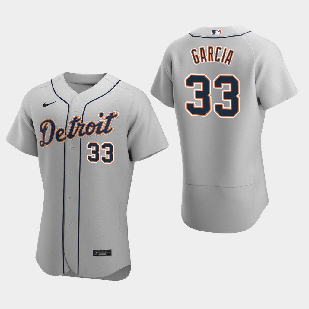 Men's Detroit Tigers #33 Bryan Garcia Nike Gray Road Flex base Jersey