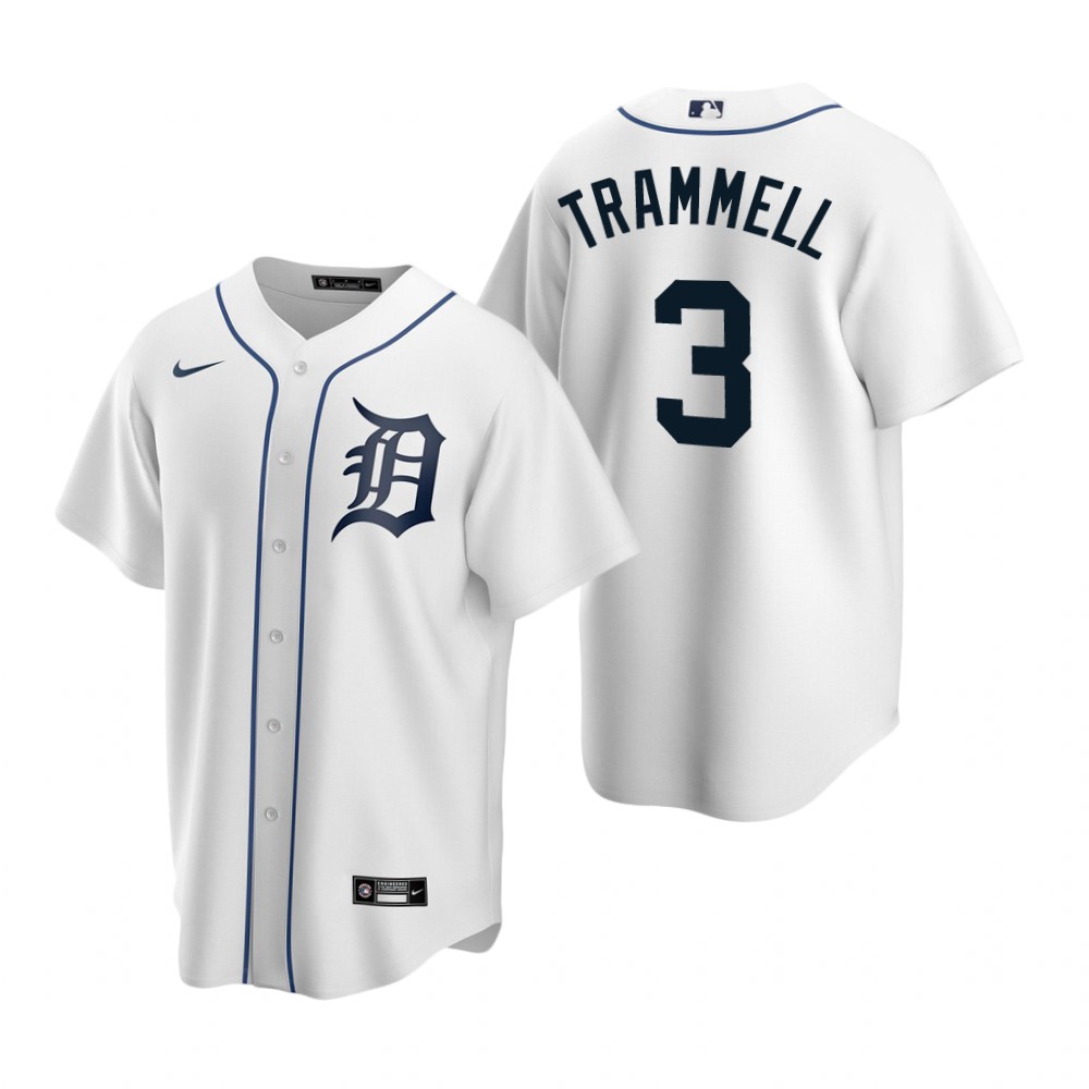 Men's Detroit Tigers Retired Player #3 Alan Trammell Nike White Home Cool Base Jersey