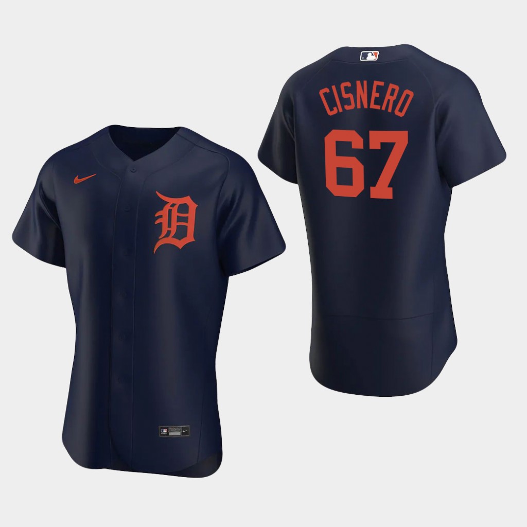 Men's Detroit Tigers #67 Jose Cisnero Nike Navy Orange Flex base Jersey