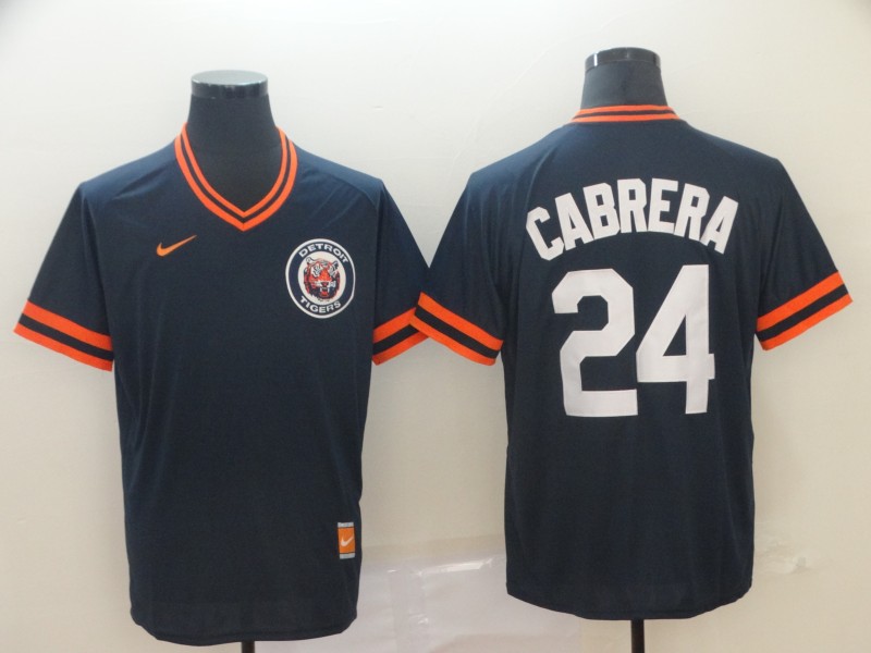 Men's Detroit Tigers #24 Miguel Cabrera Nike Black Pullover Cooperstown Collection Jersey