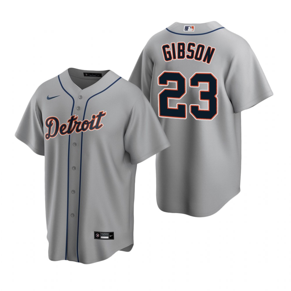 Men's Detroit Tigers Retired Player #23 Kirk Gibson Nike Grey Road Cool Base Jersey