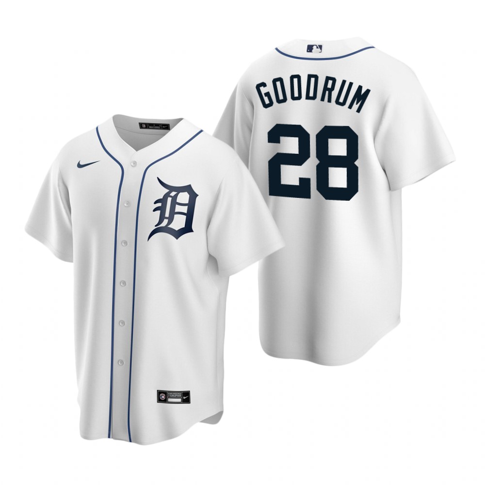 Men's Detroit Tigers #28 Niko Goodrum Nike White Home Cool Base Jersey Men's Detroit Tigers #28 Niko Goodrum Nike White Home Cool Base Jersey