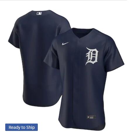 Men's Detroit Tigers Nike Navy Alternate White Team Logo Flex base Jersey