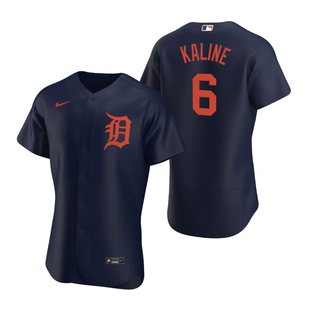 Men's Detroit Tigers Retired Player #6 Al Kaline Nike Navy Orange Flex base Jersey