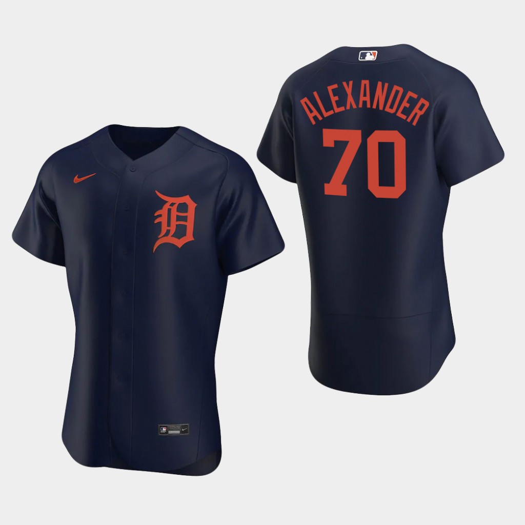 Men's Detroit Tigers #70 Tyler Alexander Nike Navy Orange Flex base Jersey