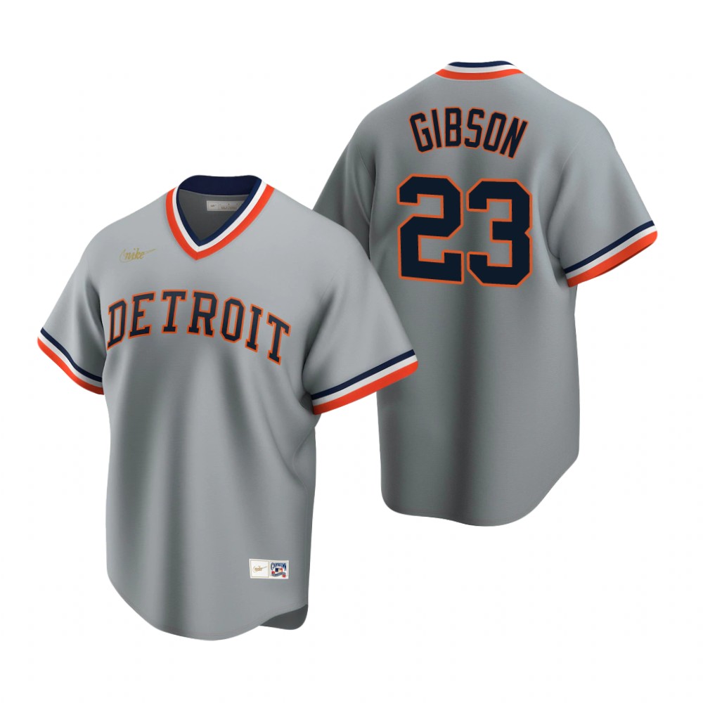 Men's Detroit Tigers Retired Player #23 Kirk Gibson Nike Gray Cooperstown Collection Jersey Men's Detroit Tigers Retired Player #23 Kirk Gibson Nike Gray Cooperstown Collection Jersey