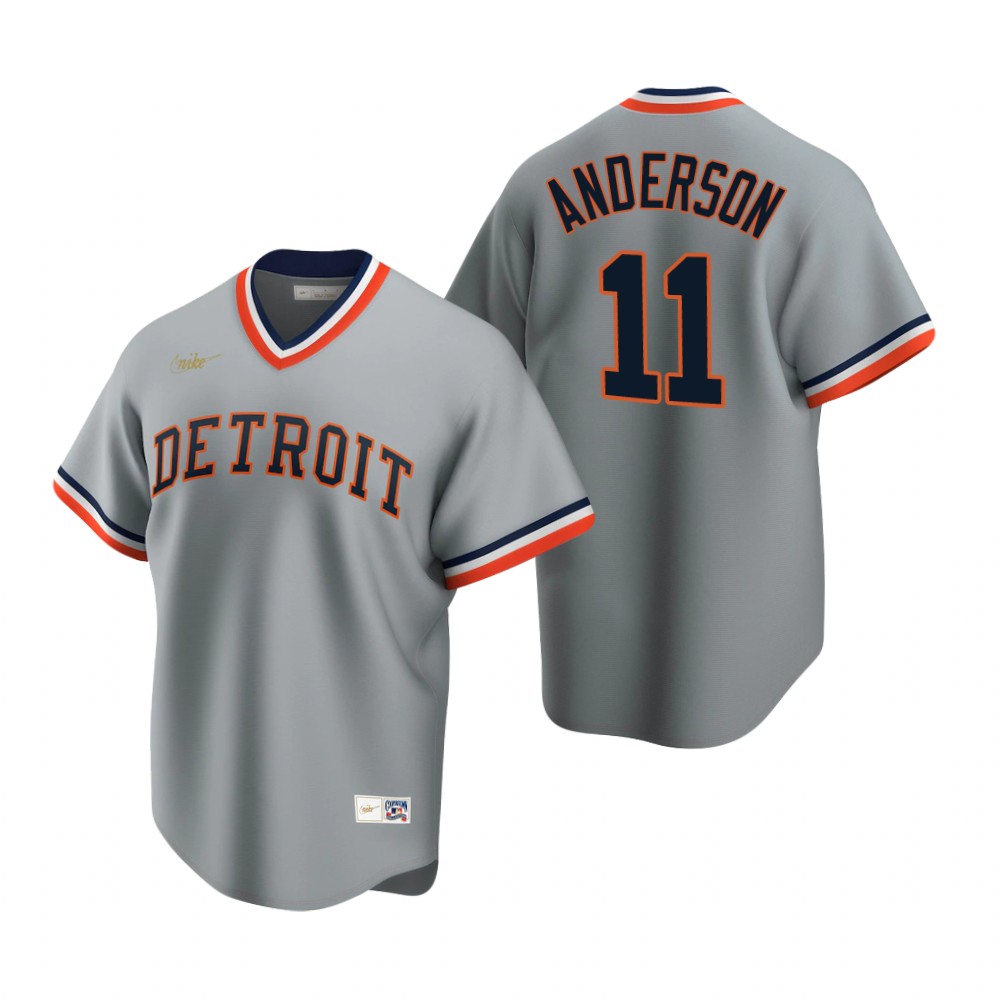 Men's Detroit Tigers Retired Player #11 Sparky Anderson Nike Gray Cooperstown Collection Jersey