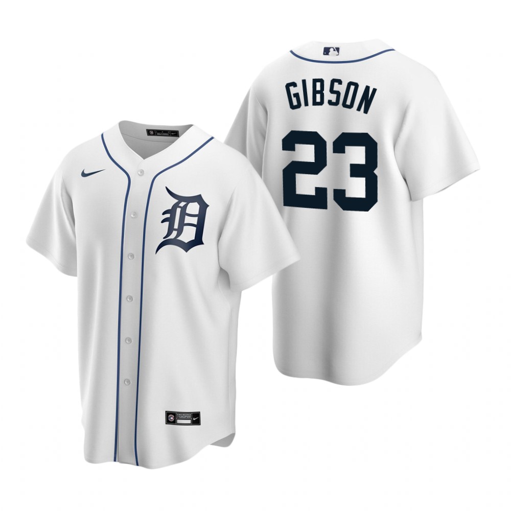 Men's Detroit Tigers Retired Player #23 Kirk Gibson Nike White Home Cool Base Jersey