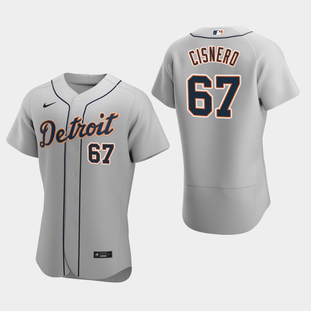Men's Detroit Tigers #67 Jose Cisnero Nike Gray Road Flex base Jersey Men's Detroit Tigers #67 Jose Cisnero Nike Gray Road Flex base Jersey
