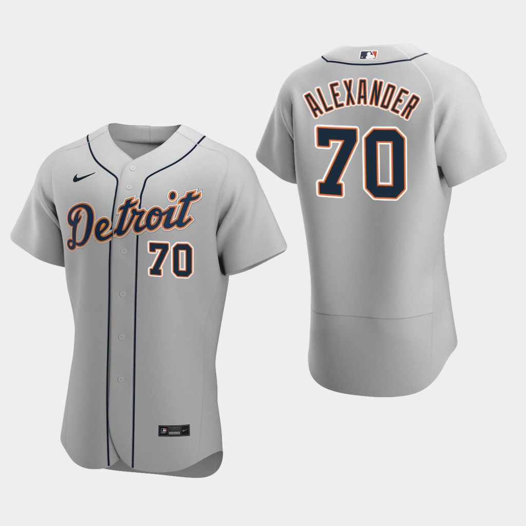 Men's Detroit Tigers #70 Tyler Alexander Nike Gray Road Flex base Jersey