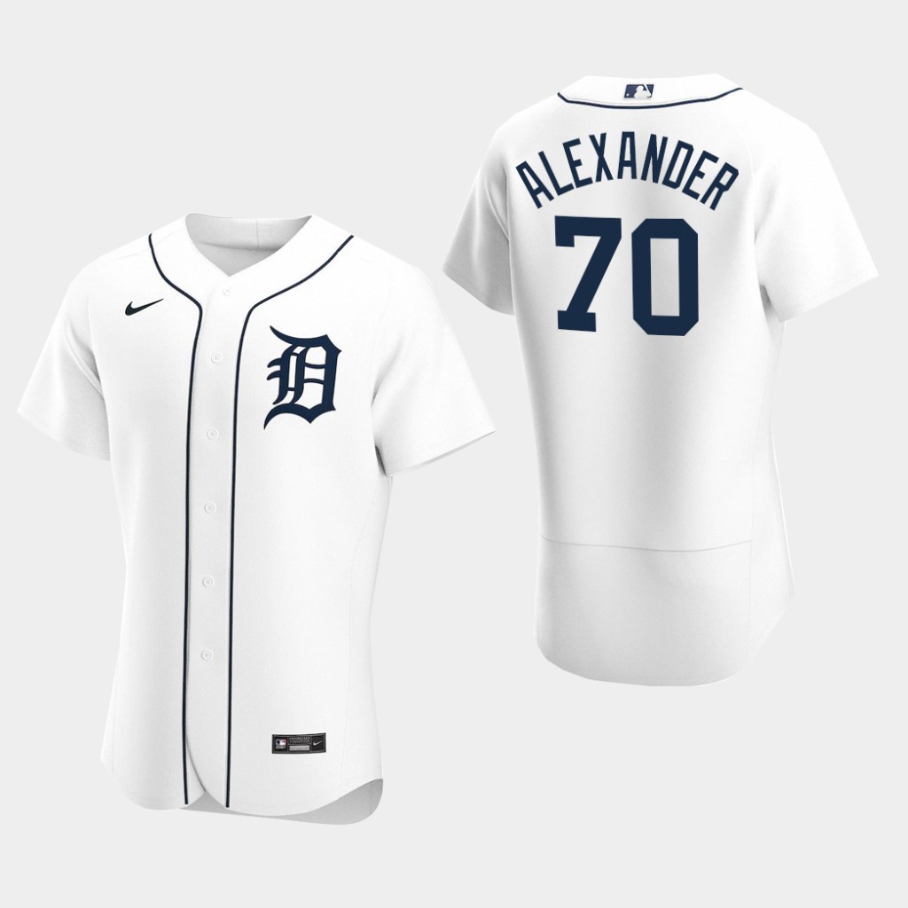 Men's Detroit Tigers #70 Tyler Alexander Nike Home White Flex base Jersey