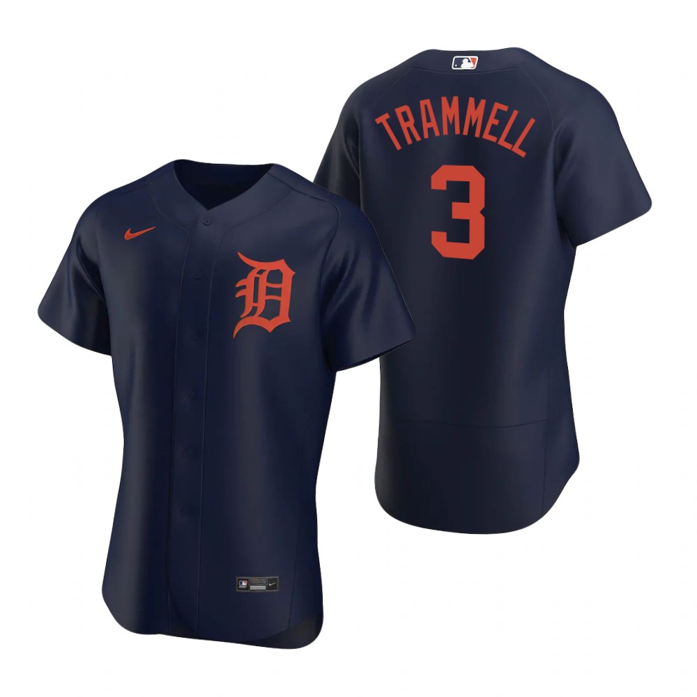 Men's Detroit Tigers Retired Player #3 Alan Trammell Nike Navy Orange Flex base Jersey Men's Detroit Tigers Retired Player #3 Alan Trammell Nike Navy Orange Flex base Jersey