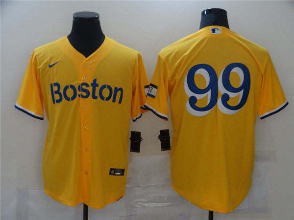 Men's Boston Red Sox #99 Alex Verdugo Yellow 2021 Nike MLB City Connect Jersey Men's Boston Red Sox #99 Alex Verdugo Yellow 2021 Nike MLB City Connect Jersey