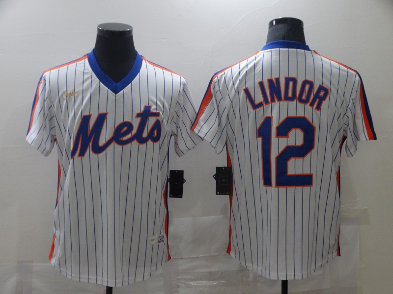 Women's New York Mets #12 Francisco Lindor White Nike Cooperstown Collection Jersey