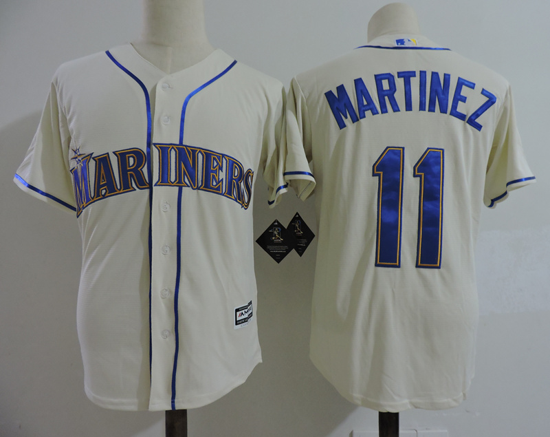 Men's Seattle Mariners #11 EDGAR MARTINEZ Majestic Cream Cooperstown Collection Cool Base Player Jersey